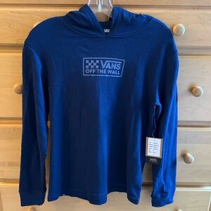 Vans Womens Navy Blue Long Sleeve Top with Hoodie NWT